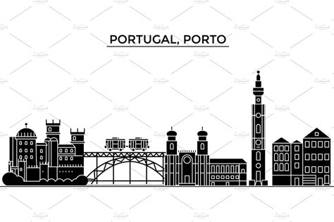 Portugal, Porto architecture vector city skyline, travel cityscape with ...