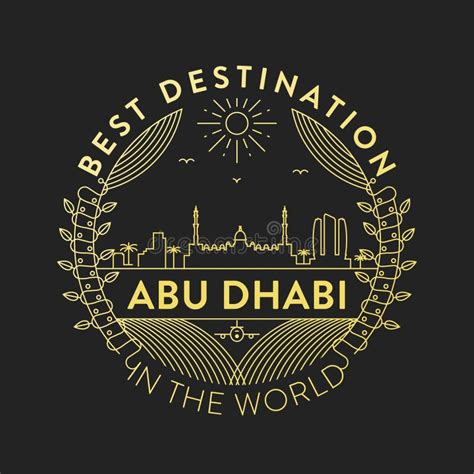 Vector Abu Dhabi City Badge, Linear Style Stock Illustration ...