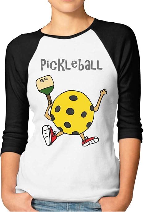 Women Pickleball Ball with Paddle Casual Crew Neck 3/4 Sleeve Raglan Baseball Top Tshirt S-XXL ...