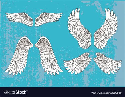 Hand drawn white wings Royalty Free Vector Image