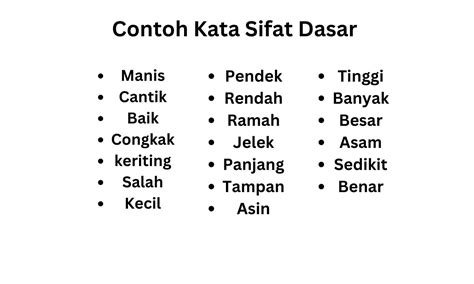 Contoh Kata Sifat Lengkap Beserta Ciri dan Jenisnya