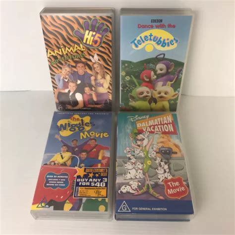 VHS KIDS TAPES Bundle x 4 Teletubbies Wiggles Hi-5 Dalmation Vacation ...