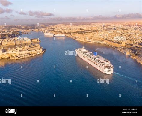 Cruise ship liner port of Valletta, Malta. Aerial view photo Stock Photo - Alamy