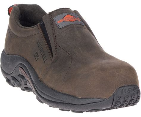 Merrell Shoes: Men's J099381 Brown Jungle Moc Composite Toe Slip Resistant SD Slip On Work Shoe