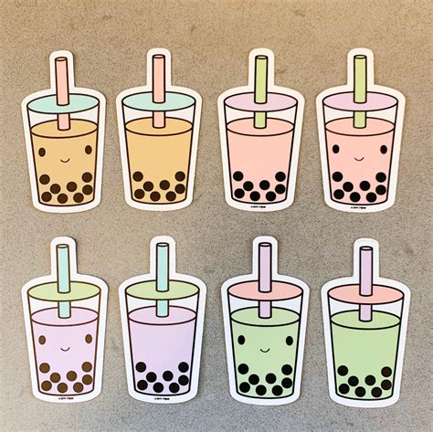 Boba Milk Tea Sticker Cute Vinyl Sticker Cute Food Sticker | Etsy