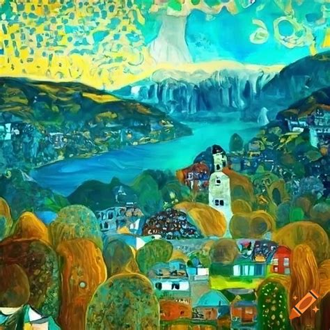 Klimt-style landscape of austria on Craiyon