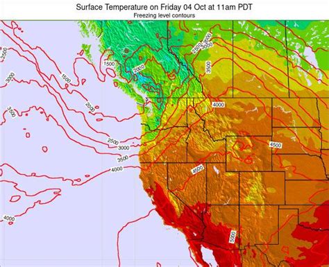 Oregon Surface Temperature on Tuesday 28 Nov at 10pm PST