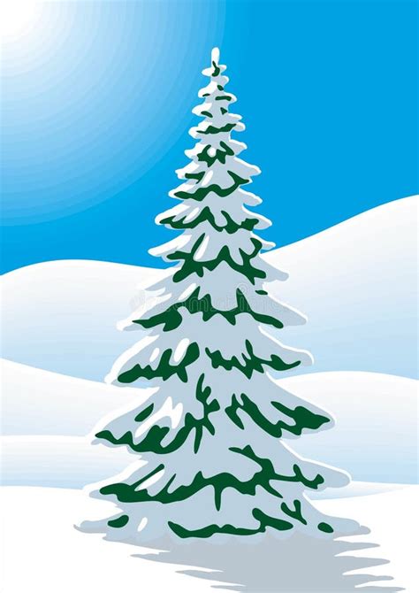 Snow covered fir tree stock vector. Illustration of isolated - 5285588