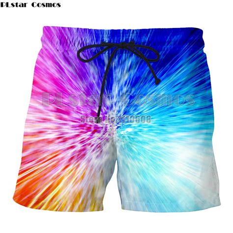 PLstar Cosmos New arrivals Men women casual beach shorts funny print colorful blocks lovely ...