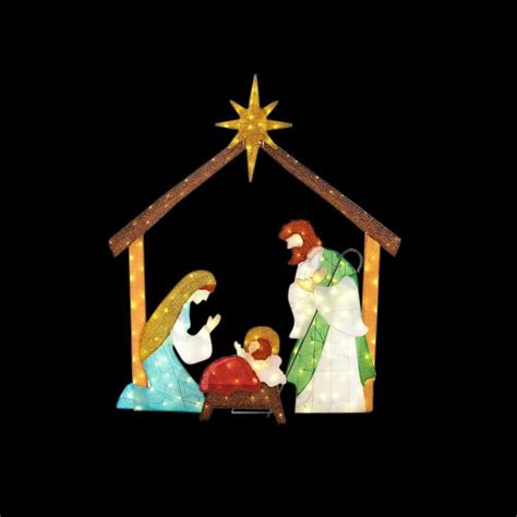 Home Accents Holiday 66 in. LED Lighted Tinsel Nativity Scene-TY762 ...