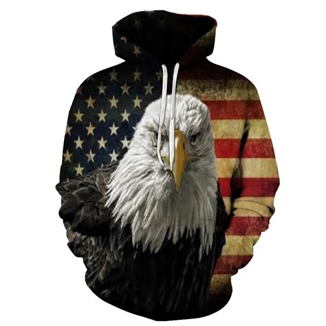 American Flag White Eagle Hoodies 3D Men Hoodie Sweatshirt Hooded Pullover Cool Animal Print ...