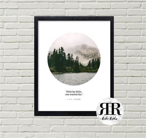 J.R.R. Tolkien Quote, Little by Little One Travels Far Print, Travel Quote, Scenic Print ...