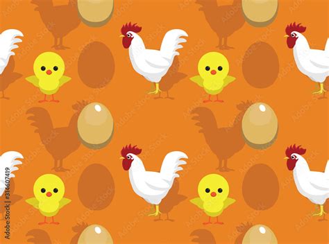 Chicken Hen Life Cycle Cartoon Vector Seamless Background Wallpaper-01 Stock Vector | Adobe Stock