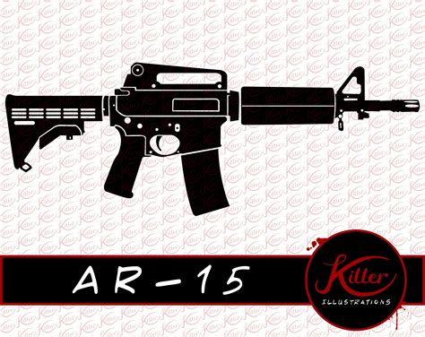 AR-15 Gun Vector Rifle Clip Art Firearm Cut File | Etsy