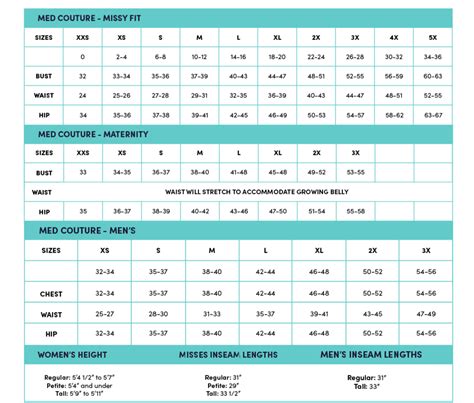 Size Chart – ACB Medical Apparel