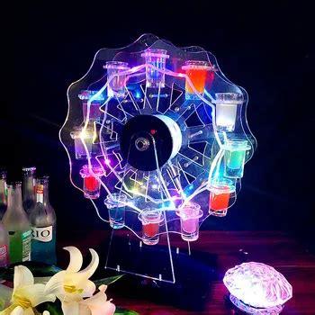 Revolving Glass Display Stand Led Ferris Wheel Shot Glass Tray Wine ...