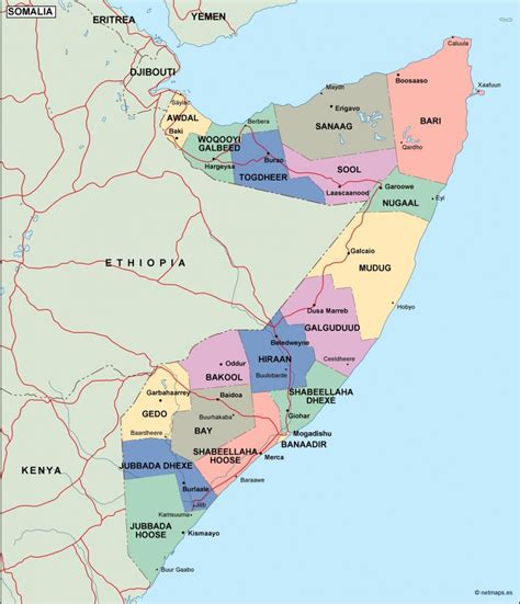 somalia political map. Vector Eps maps. Eps Illustrator Map | Our ...