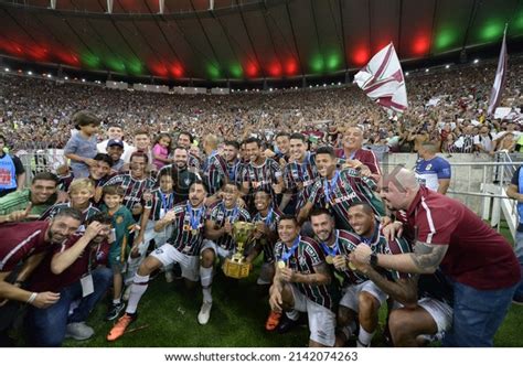 Players Fluminense Celebrate Trophy After Winning Stock Photo ...