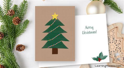 Free Printable Christmas Card With Christmas Tree & Holly