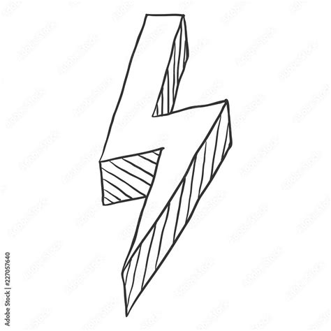 Vector Black Sketch Thunderbolt Symbol on White Background Stock Vector | Adobe Stock