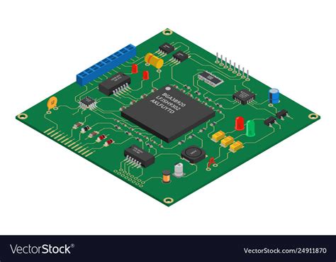 Isometric printed circuit board Royalty Free Vector Image