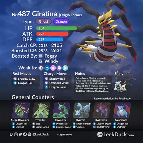 Origin Forme Giratina in 5-star Raid Battles - Leek Duck | Pokémon GO ...