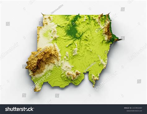 Sudan Map Shaded Relief Color Height Stock Illustration 2157831447 ...