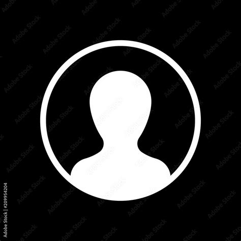 Profile, person in circle. White icon on black background. Inver Stock Vector | Adobe Stock