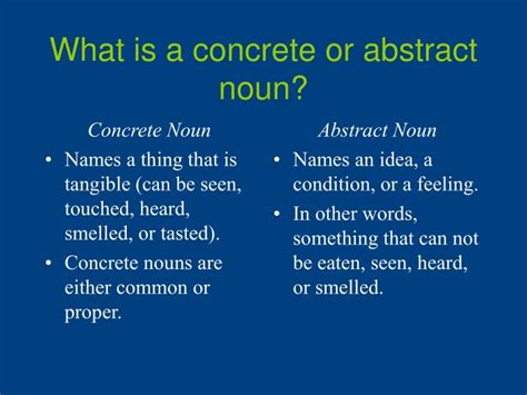 PPT - Concrete and Abstract Nouns PowerPoint Presentation - ID:4460489