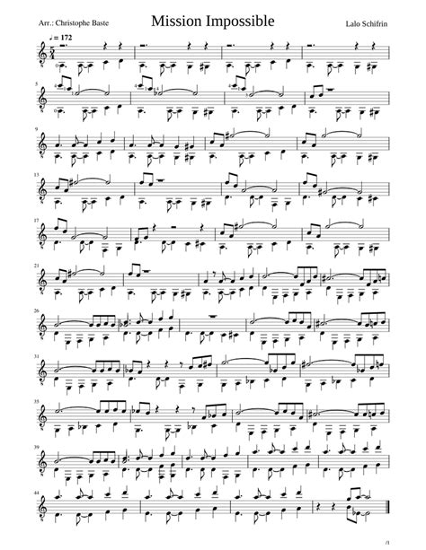 Mission Impossible (guitare) -5/4 Sheet music | Musescore.com