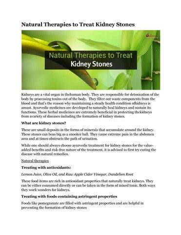 Natural therapies to treat kidney stones by Alan Smith - Issuu
