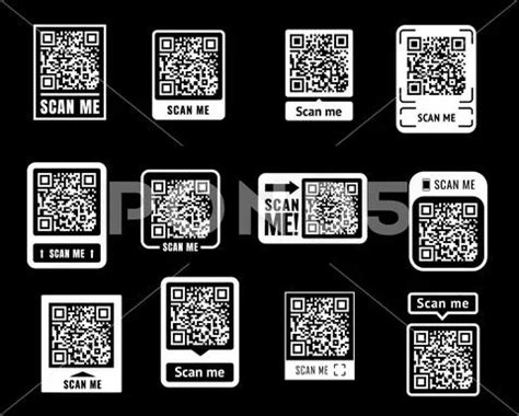 Scan me QR code stickers, phone barcode scanner: Royalty Free #201979706