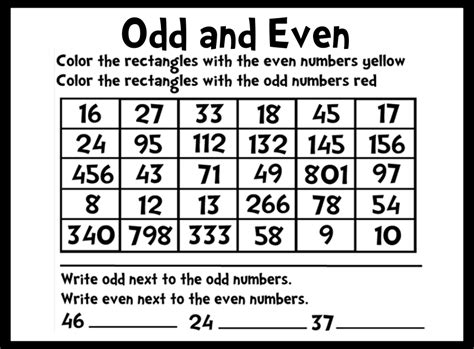 Identifying Odd and Even Printable Worksheet with Answer Key - Lesson Activity ...