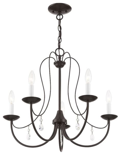 Traditional Farmhouse Five Light Chandelier-English Bronze Finish ...