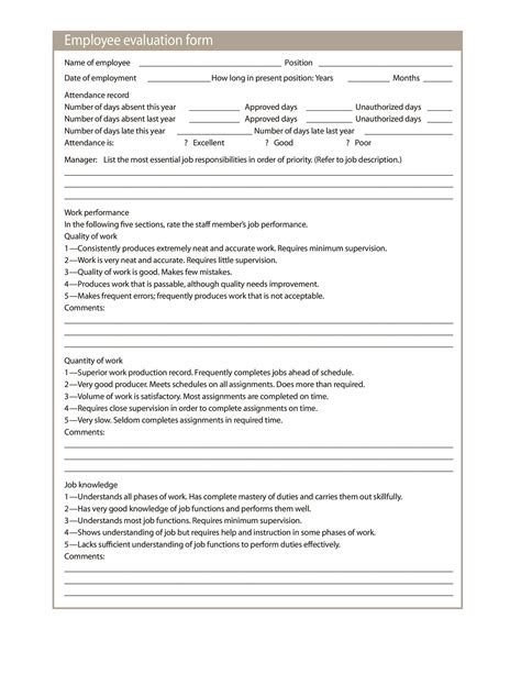 46 Employee Evaluation Forms & Performance Review Examples Employee ...