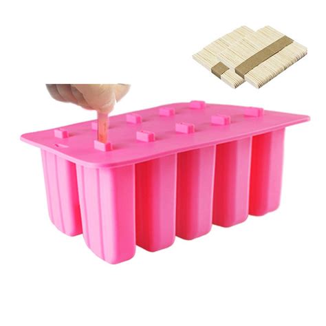 Fiomva 10 Cell Frozen Ice Cream Pop Mold Popsicle Mould Ice Tray Silicone Tools - Walmart.com ...