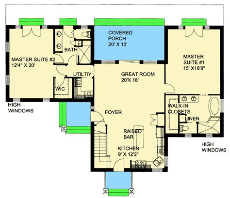 Craftsman House Plan with Two Master Suites - 35539GH | Architectural ...