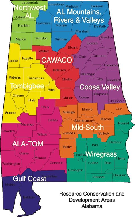 Map of RC&D Areas in Alabama | NRCS Alabama