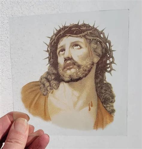 STAINED GLASS JESUS Christ permanent paint fired piece 14 x 13 cm approx $25.72 - PicClick