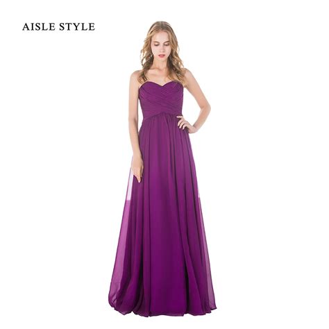 2017 Best Grape Purple Bridesmaid Dresses Popular Sweetheart Neckline Long Pleated Bodice Empire ...