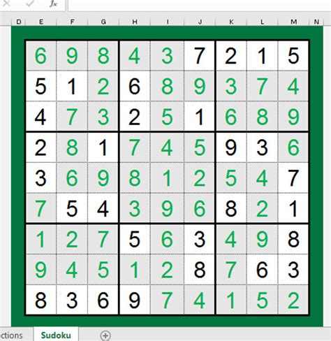 Raj Excel: Excel Game : Sudoku in Excel - Work and Play