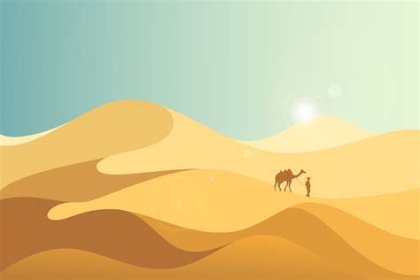 Web Landscape illustration of yellow sand dunes at desert with copy ...