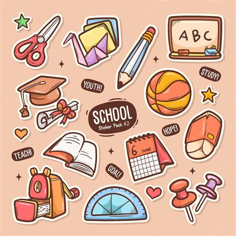 Premium Vector | School cute doodle vector sticker collection