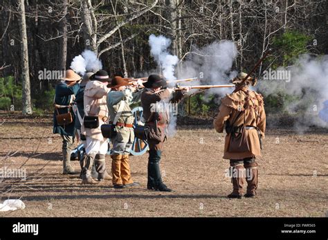 A reenactment of the Battle of Cowpens during the American ...