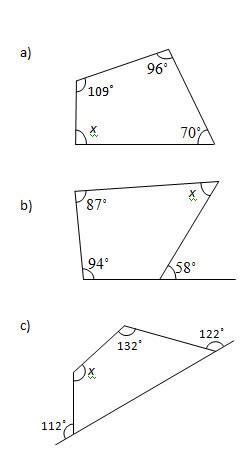 Angles in a Quadrilateral (Worksheets and Solutions)