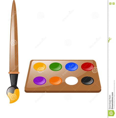 Paintbrush and Color Palette Stock Illustration - Illustration of blue, accessory: 79636103