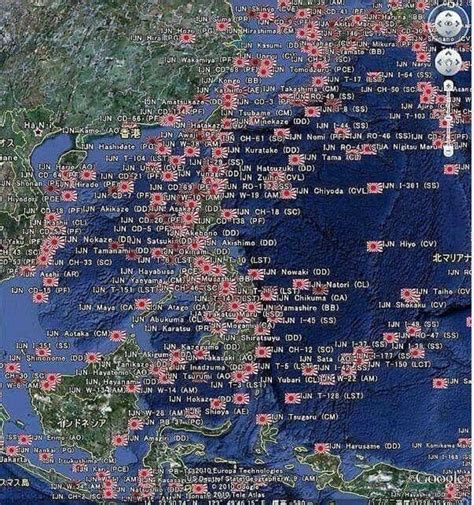 Map showing all the sunken Japanese ships of WW2.