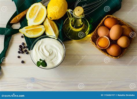 Natural Mayonnaise, Ingredients Stock Image - Image of mayonnaise, salted: 115606197