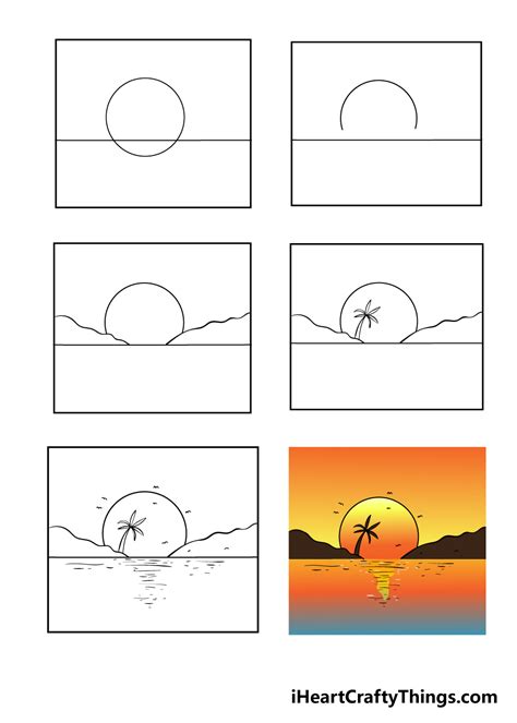 Sunset Drawing - How To Draw A Sunset Step By Step