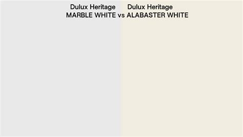 Dulux Heritage MARBLE WHITE vs ALABASTER WHITE side by side comparison